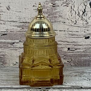 Avon "The Capitol" Tribute After Shave Amber EMPTY Bottle Collectible Vintage‎